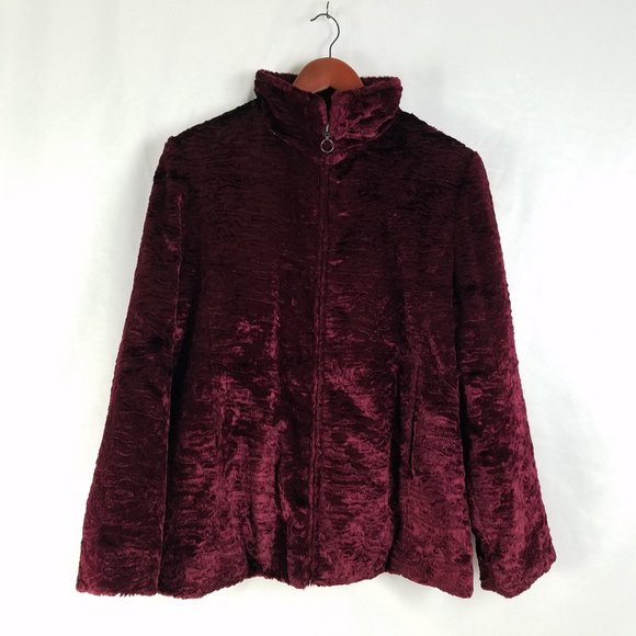 Weatherproof Brand‎ Jacket Womens Large Crimson Velvet Full Zip Long Sleeve - Picture 1 of 10